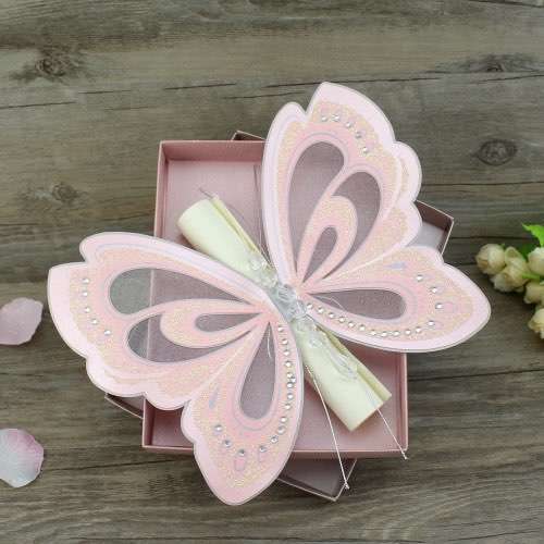 Handmade Butterfly Invitation Card with Paper Box Wedding Invitation Card Customized 